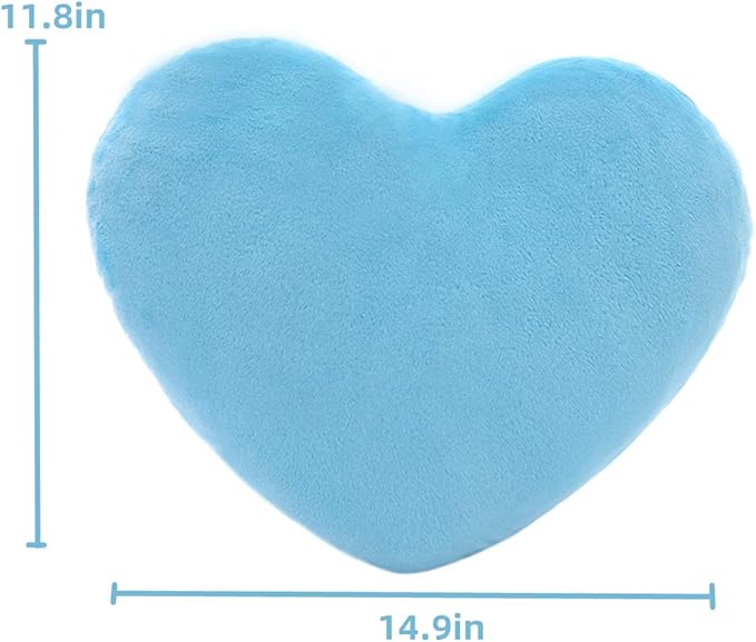 S_SSOY Plush Pillow Heart Shape Cushion Fluffy Throw Pillows Decorative Back Cushions for Friends Valentine's Day (Light Blue)