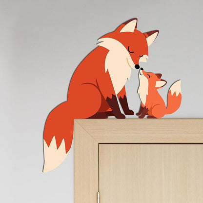 Fox Door Topper Adorable Fox Shape Statue Door Corner Sculpture for Handcrafted Wood Decor Sign, Creative Wooden Wall Decor
