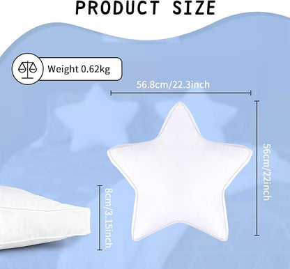 Star Pillow - 22 Inches White Pillows Decorative Throw Pillow Large Accent Cushion for Couch Bed Living Room White