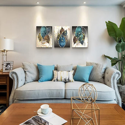 Abstract Canvas Wall Art For Living Room Family Wall Decor For Bedroom Kitchen Artwork Abstract Leaves Canvas Prints Painting Modern Office Decor Wall Pictures Bathroom Home Decor 12" X 16" 3 Piece