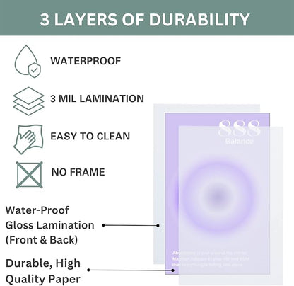 Gradient Aura Angel Numbers Poster Sets for Room Aesthetic Inspirational Quotes Wall Art Paintings Abstract Minimalist Room Wall Decor - 11x17in LAMINATED - No Frame (Angel Numbers 777, 888,999)
