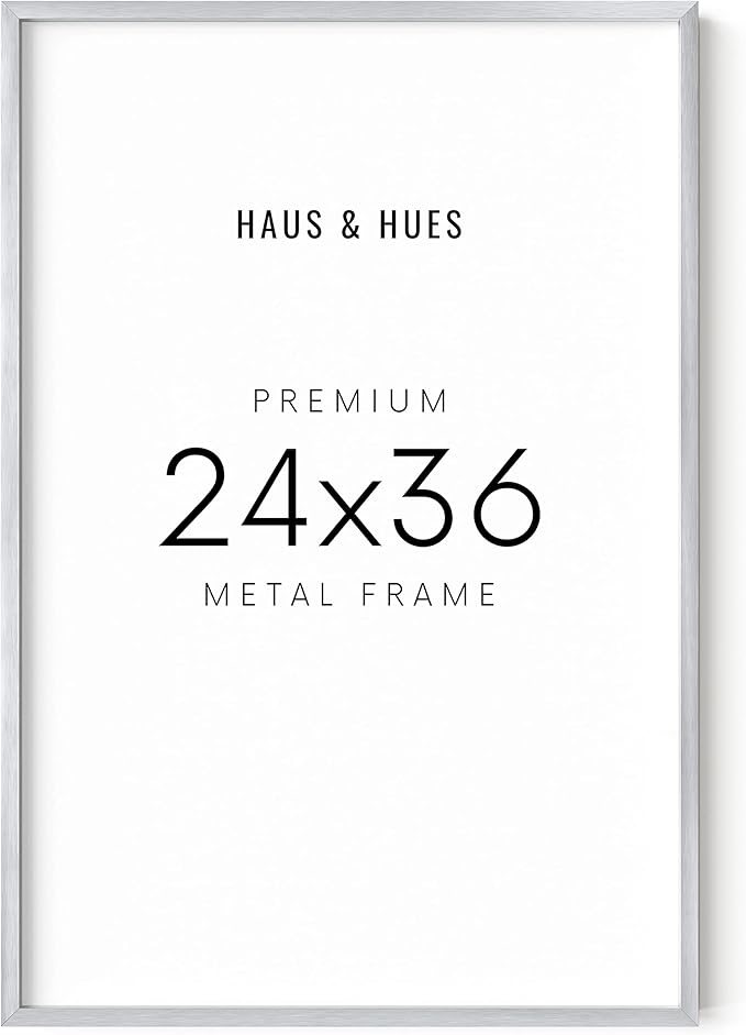 HAUS AND HUES 24x36 Silver Picture Frame - Large Aluminum Poster Display Frame for Wall Art and Prints (24x36 in, Silver)