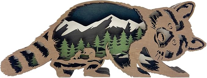 Laozai Wooden Forest Animals Raccoon Decor Cabin Rustic Decor Wall Decorations Mountain decor for Bedroom Living Room Table Decorative