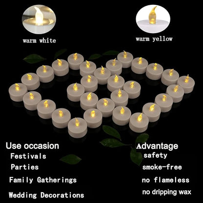 200Pack Battery Tea Lights Candles - LED Tea Lights Realistic Bright Flickering Holiday Gift Operated Flameless LED Tea Light for Festival& Celebration Warm Yellow Battery Powered(sets of 100*2)