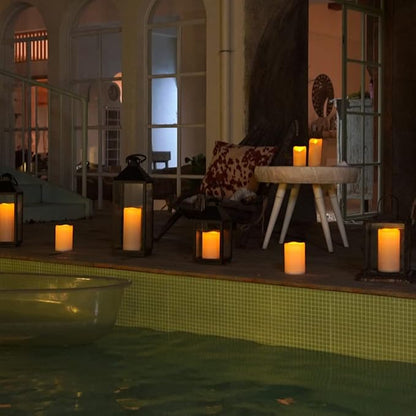 Homemory 4" x 6" Large Waterproof Outdoor Flameless Candles, Battery Operated Flickering LED Pillar Candles with Remote and Timers for Indoor Outdoor Lanterns, Long Lasting, Dark Ivory, Set of 2