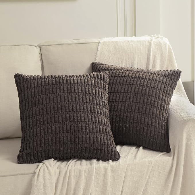 Fancy Homi 4 Packs Decorative Throw Pillow Covers for Living Room Couch Bed, Modern Farmhouse Boho Home Décor Accent Cushion Case, 12" x 12", Dark Brown
