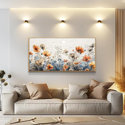 QIYILEXWART Wood Framed Canvas Wall Art For Living Room Large Wall Decor For Office Bedroom Decorations Farmhouse Pictures Flower Bush Paintings Stretched And Framed Artworks Room Ready To Hang
