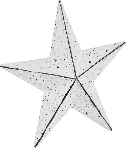VHC Brands Patriotic Faceted Metal Star Wall Hanging 4x4, Independence Day Decor, American Star Design, Distressed Appearance Matte White