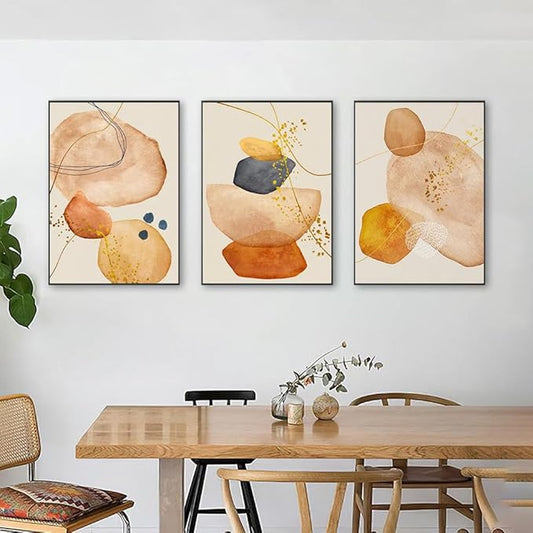 QKF Modern decor Minimalist Abstract framed Canvas Large Wall Art For Living Bedroom Bathroom Room Paintings posters Home Decoration posters & prints 16“X 24” wall art set of 3