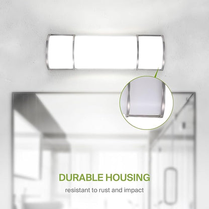 ASD LED 18" Vanity Flush Mount Light Fixture, Linear Bathroom Lighting Bar | 3CCT, Dimmable, Energy Star, ETL Listed | 20W 1650LM 3000-5000K 120V | Long Tube Bath Wall Sconce Over Mirror | Nickel