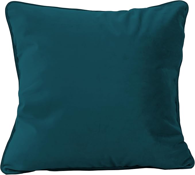 FDP 18" x 18" Velvet Square Pillow Set with Piping; Decorative Throw Pillow for Home Décor in Living Room, Bedroom or Lounge (2-Pack) - Peacock, 15158-345