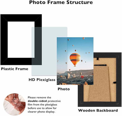 JCJMY 3x4 Picture Frame Set of 6 for Tabletop or Wall, 3 x 4 Wall Gallery Poster Photo Frame with Shatter Resistant Plexiglass, 6 Pack, Black