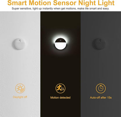 YUNLEX 4 Pack Battery Night Light, Toilet Lights, 2.6" Small Motion Senor Light, Stick on Lights, 3 Light Modes, Dimmable LED Nightlight for Closet, Stairs, Garage, Cabinet, Toliet, Daylight White