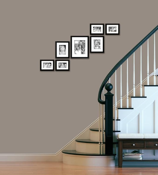 Craig Frames 1WB3BK Picture Frame 7-Piece Wall Set, Black Frames, White Display Mats
