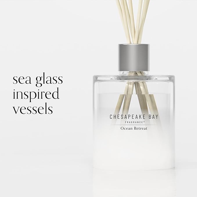 Chesapeake Bay, Reed Diffuser, 5.7oz, Ocean Retreat Scent, Mood Evoking, Sea Glass-Inspired Jar, Room Filling Fragrance Made with Essential Oils, Coastal Fragrance for Home Décor or Gifting
