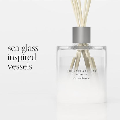 Chesapeake Bay, Reed Diffuser, 5.7oz, Ocean Retreat Scent, Mood Evoking, Sea Glass-Inspired Jar, Room Filling Fragrance Made with Essential Oils, Coastal Fragrance for Home Décor or Gifting