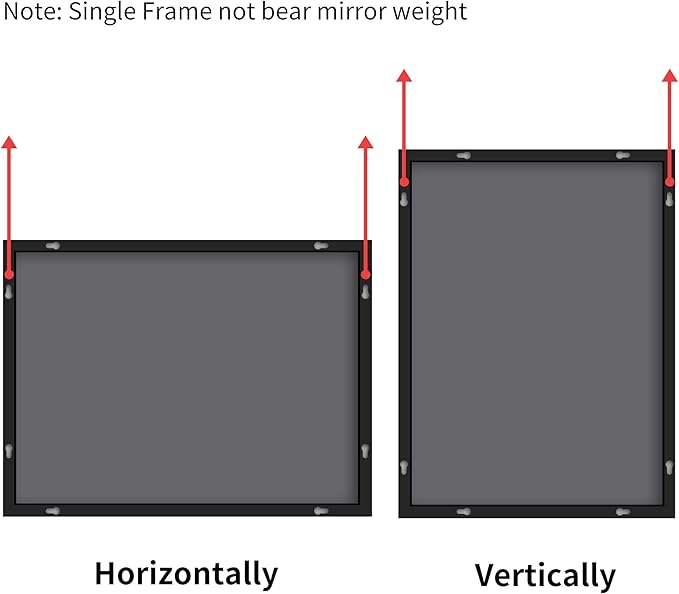 COFENY Black Bathroom Mirror, 48"X36" Rectangle Mirrors for Wall Metal Frame, Modern Vanity Wall Mirror for Bathroom Living Room, Entryway Hangs Horizontal or Vertical