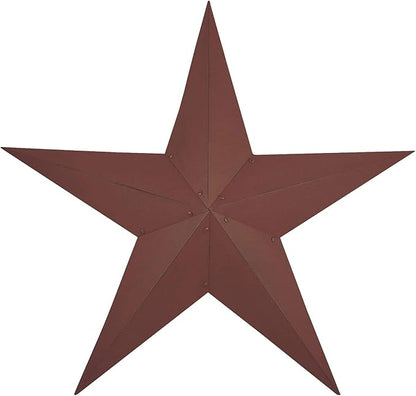 CWI Gifts Metal Barn Star - 36 inch Galvanized Hanging Star - Farmhouse Wall Decor - Burgundy