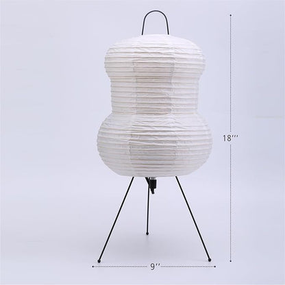 Japanese Noguchi-Inspired Table Lamp – Zen Rice Paper Lantern, Warm Light for Bedroom, Living Room, or Office, Modern Japandi Decor (Hourglass)