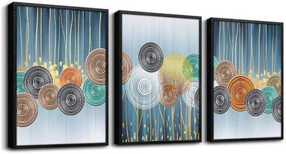 Black Framed 3 Piece Art Prints - Boho & Minimalist Abstract Wall Art for Living Room, Bedroom & Office