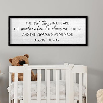 TQianJiang The Best Things in Life Wall Decor Sign 24"X10" for family Home Bedroom Large Adventure Wood Framed Wall Hanging Art (Black)