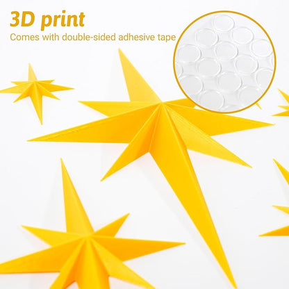 Betoom 6PCS 3D Retro Starburst Art Wall Sculpture, Retro 3D Star Mid Century Modern Decor, Plastic Starburst Wall Decor for Living Room, Bedroom, Office ﻿