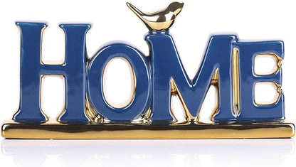 Love Sign Decoration,Blue and Gold Love Signs for Home Decor Statue,Gold Bird Sculpture Personalized Love Decor,Gold Style Figurine Decorative Ornaments for Living Room,Bedroom,Desktop,Cabinets