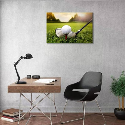 Golf Canvas Wall Art for Gym Room Golf Posters Golf Course Wall Decor for Living Room Bedroom Home Decorations Wall Decor Framed Artwork Ready to Hang(18''H x 24''W)