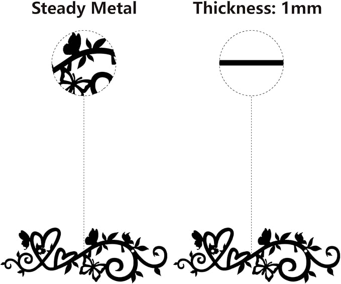 CREATCABIN Heart Metal Wall Art Decor Black Wall Hanging Decor Butterfly Iron Wall Art Silhouette Sculpture Decoration Hollow Out Minimalist Ornament for Garden Home Balcony Indoor Outdoor 12 x 4Inch