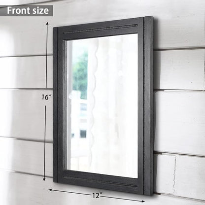AAZZKANG Black Mirrors for Wall Rectangle Wood Framed Decorative Wall Hanging Mirror for Bedroom Living Room Bathroom Home Entryway