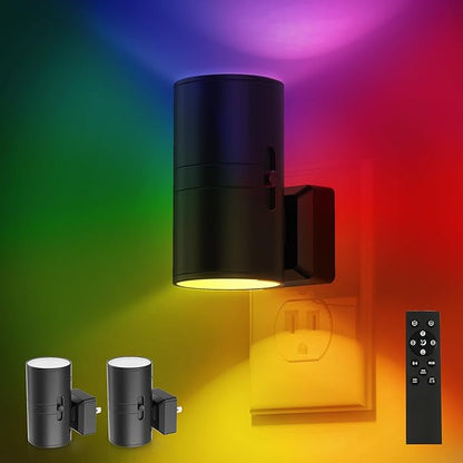 L LOHAS LED Night Light with Remote,[2Pack] Night Lights Plug into Wall, RGB Color Changing Nightlight with Light Sensor, Nightlights for Kids Gifts Christmas Party Hallway Bedroom Kids Room
