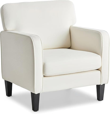 DUMOS Modern Accent Chairs for Living Room, Corner Chairs for Adults, Reading Chair with Armrest and Backrest, Comfy Lounge Chairs for Bedroom Reception Waiting Room, White