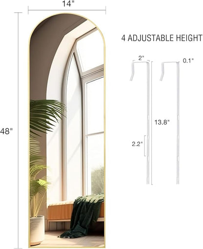 ITSRG Full Length Mirror Door Hanging, Door Mirror, Full Length Miiror, 48"x14" Bathroom Mirror, Long Mirror for Bedroom Living Room Locker Room (Gold)