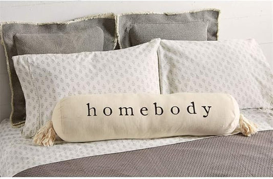 Mud Pie HOMEBODY Bolster Pillow, 8" x 33", White