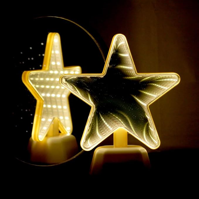 Infinite Mirrors Tunnel Light, LED Night Light 3D Mirrors Lights, LED Stars Night Light Tunnel Mirror Light Desktop Lamp Party Home Decor (Double Sided)