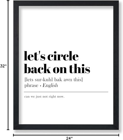 Poster Master Typography Poster - Retro Dictionary Print - Let's Circle Back on This Definition, Book Page, Funny - Gift for Colleague, Friend - Wall Decor for Home, Office, 24x32 Unframed Wall Art