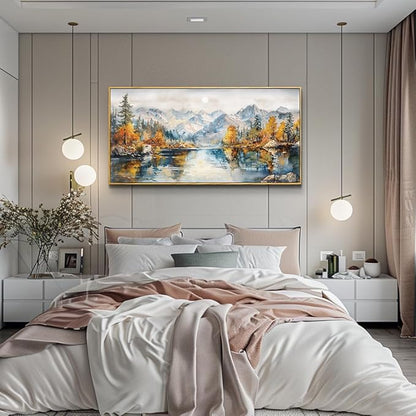 ZUITINGHUA Wood Framed Canvas Wall Art For Living Room Large Wall Decor For Bedroom Forest Mountain Landscape Paintings Office Decorations Farmhouse Home Mural Watercolour Pictures Artwork 20x40 In