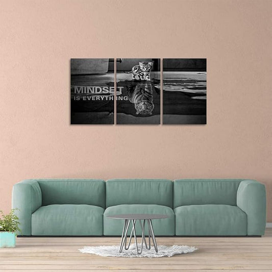 Yetaryy Inspirational Canvas Wall Art Large 3 Pieces Motivational Wall Art Picture Mindset is Everything Wooden Framed Artwork Entrepreneur Quotes Inspiration Wall Decor Painting Picture Wall Ar Hang,