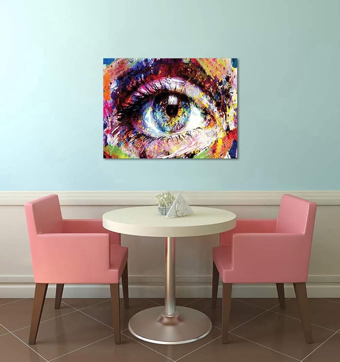 Yatsen Bridge Graffiti Wall Art Colorful Eye Street Art Pictures HD Print Home Decoration for Living Room Bathroom Wall Decor Gallery Wrapped Easy to Hang - 18x24 inch