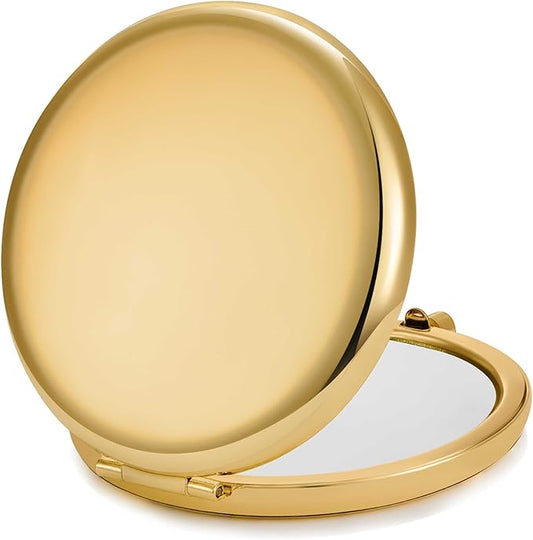 Compact Mirror for Purse, Metal Round Shell, Double-Sided 1X/2X Magnifying, Portable Travel Small Makeup Mirror, Mini Pocket Mirror, Gold, 18 Packs