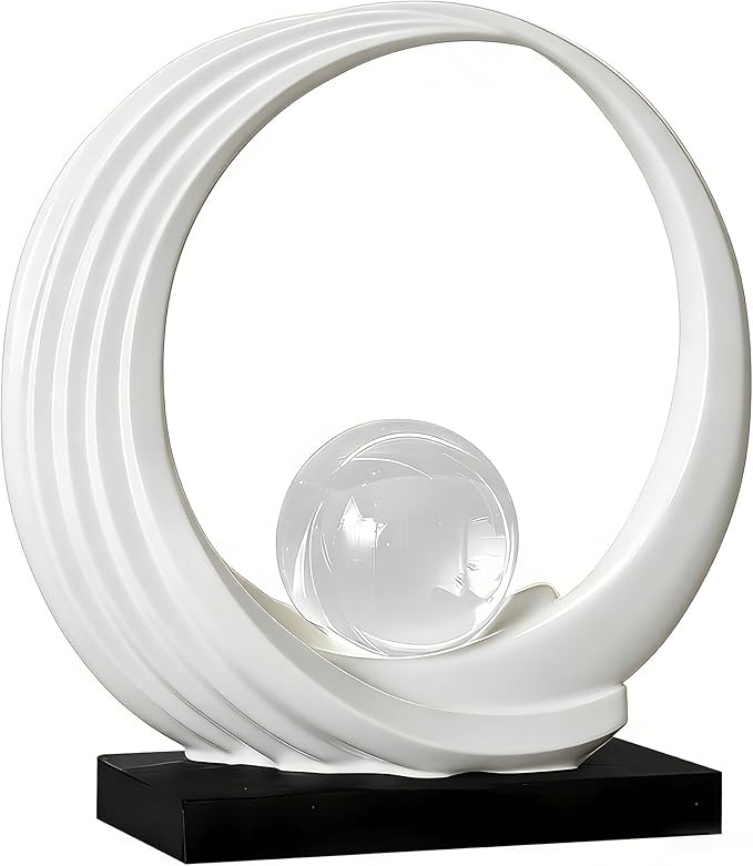Dosker Golden Shelf Decor Statues,Coffee Table Modern Abstract Stripe Home Decor Sculpture,Desk Decor for Living Room,Office(White)