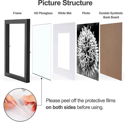 Yaetm 10x10 Picture Frames Black Set of 9, Square 10x10 Frame Displays 6x6 with Mat or 10 x 10 without Mat, Gallery Wall Frames for Wall Hanging (9 Pack, Black)
