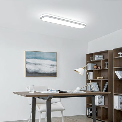 Smart LED Ceiling Light,36.2In Dimmable Modern Metal Linear LED Ceiling Lamp,Flush Mount Wraparound Shape Lighting Fixture with Remote Control for Kitchen Dining Room & Laundry 55W
