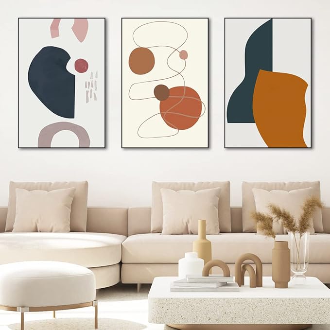 Framed Wall art Canvas Wall art Colorful Abstract Gradient Color Block Decor Geometric Pattern Illustration Modern Style For Living room Bedroom Home Office Wall Decor Size:16" X 24"X 3 panel