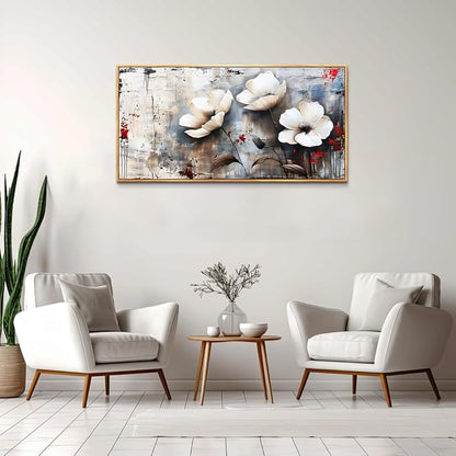 hyidecorart Vintage Style Wood Framed Prints Abstract Wall Decor For Living Room Canvas Wall Art For Office Bedroom Decor Flower Landscape Wall Painting Textured Pictures Artwork Modern Hotel Mural