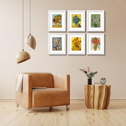 8x10 Picture Frame Set of 6 with Real Glass for Pictures 5x7 with Mat or 8x10 Without Mat, Wall or Tabletop Gallery Photo Frames White