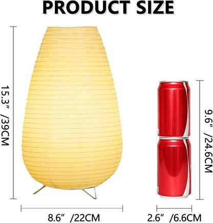 YY YEARCHY Table Lamp Paper Lamp Japanese Standing Lamps with Rice Paper Shade for Bedroom Livingroom(Long Type)