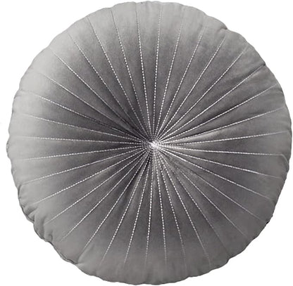 HLOVME Round Pillow Cushion for Couch Velvet Decorative Small Throw Pillow Solid Color for Living Room Bed Floor 15.7”, Gray