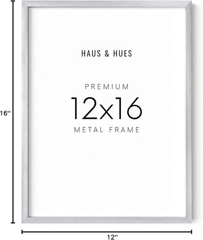 HAUS AND HUES 12x16 Silver Picture Frame - Modern Aluminum Wall Display - Lightweight Frame for Artwork and Posters - Ready-to-Hang Vertically & Horizontally (12x16 in, Silver)