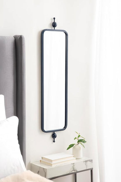 Kate and Laurel Kasota Traditional Slim Panel Wall Mirror, 9 x 36, Navy Blue, Vintage Tall Mirror for Use as Versatile Entryway or Bedroom Wall Decor